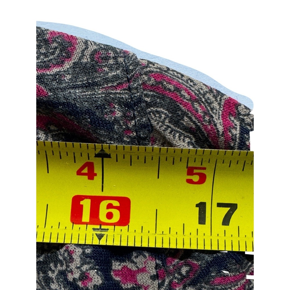 Lucky Brand Womens XL Paisley Print Boho Peasant Blouse Navy Pink Long Sleeve - Picture 5 of 12